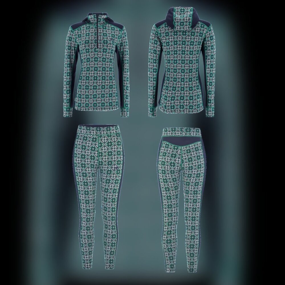 EUC Kari Traa Rose Heavy 100% Merino Wool Thermal Baselayer Set (Large, Cress)